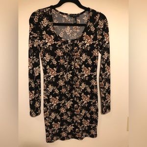 Forever 21 floral long sleeve bodycon dress
